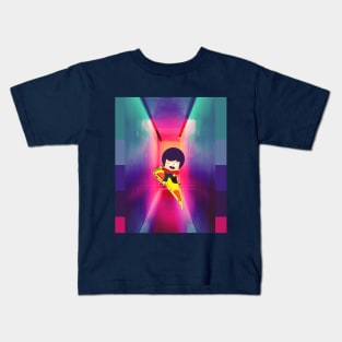 man dancing on a flying pizza Kids T-Shirt